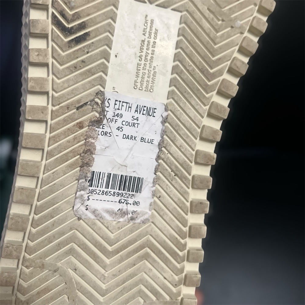 Off-White Dark Blue and White High Top Sneakers - Picture 8 of 9